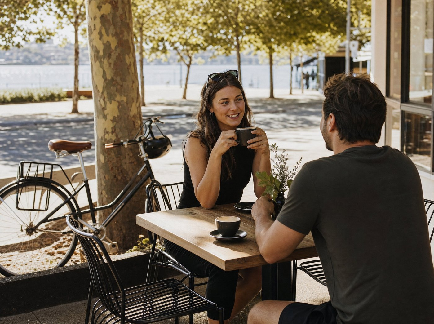 Couple at a local café by the South Perth foreshore